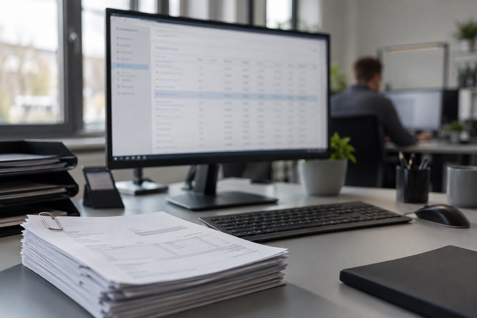Bildschirm mit einer selbst entwickelten Anwendung im Büro